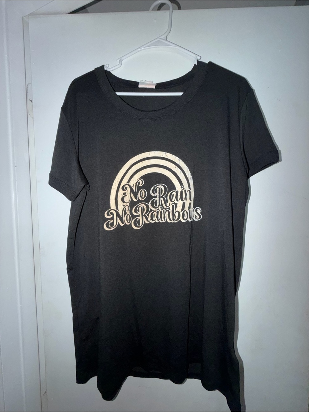 Black womens Graphic Tee "No Rain No Rainbows"